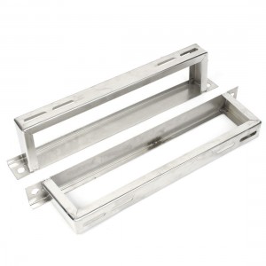 Air Conditioner Rectangle Stainless Steel Hollow Out Bracket Support Stand 2 Pcs