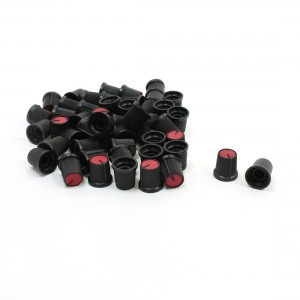 50 Pcs 6mm 15/64" Shaft Dia. Nonslip Potentiometer Knobs Red Black