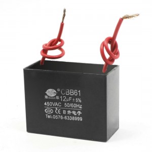 Black CBB61 AC 450V 12uF 50/60 Hz Wire Motor Run Capacitor