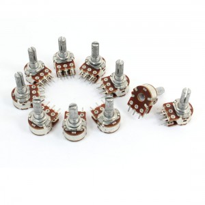 10 Pcs 5K Ohm Knurled Shaft Adjust Double Linear Potentiometers AC 250V