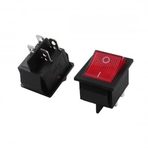 AC 125V 20A AC 250V 15A 4 Pin DPST Red Indicator Light Rocker Switch 2 Pcs