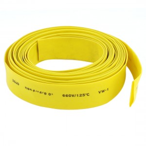 16mm Diameter Heat Shrinkable Tube Shrink Tubing Wire Wrap 5M 16Ft Yellow