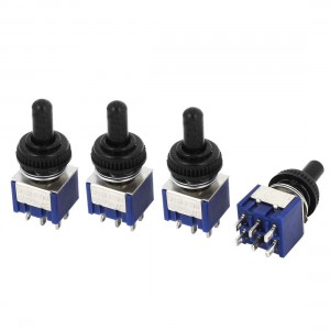 4pcs AC125V 6A on/off/on DPDT 6 Pins 3 Position Toggle Switch w Waterproof Cover