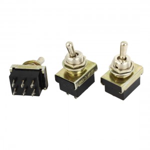 3 Pcs AC 220V 3A 6-Pin DPDT ON/ON Self Lock 2 Positions Toggle Switches