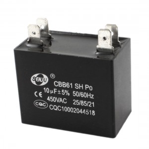 AC 450V 10uF 4Pin Black Rectangle Motor Run Capacitor for Air Conditioner Fan