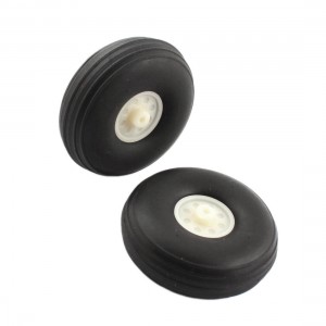 RC Robot Part Plastic Hub Black Rubber Tire Wheel 2.25" Dia Replacement 2Pcs