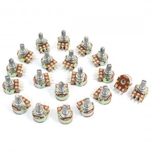 20 Pcs B500K Ohm 15mm Knurled Shaft Adjust Double Linear Potentiometers AC 250V