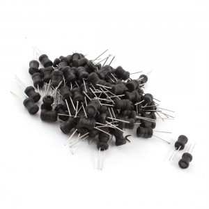 100Pcs 4.7mH 100mA 6x8mm 10% Tolerance Shielded Radial Lead Inductor Black