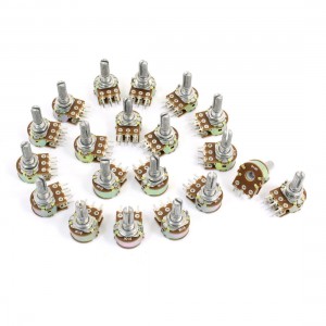 20 Pcs B10K Ohm 20mm Knurled Shaft Adjust Double Linear Potentiometers AC250V