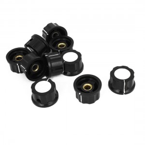 10pcs Black Plastic 6mm Female Threaded Screw Type Round Potentiometer Knob Cap