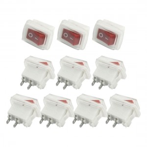 10Pcs 3A 250VAC SPST 2 Pin Red Button Rocker Switches w Waterproof Cover