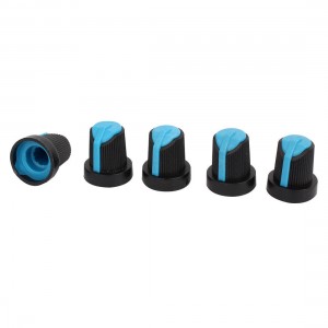 5 Pieces 6mm Dia Inner Hole Nonslip Potentiometer Knob Blue Black