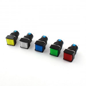 5Pcs AC 250V 5A Mixed Color Button 16mm SPDT Momentary Square Pushbutton Switch