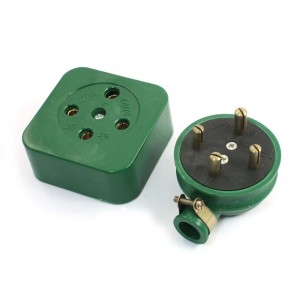 Green Shell Three 3 Phase Four 4 Wire Industrial Socket Plug Set 25A
