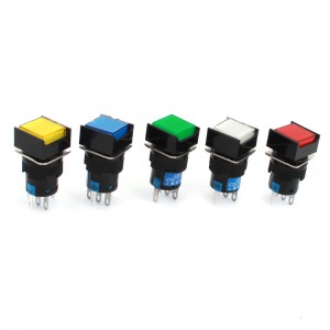 5pcs DC 24V Indicator Light SPDT Self Locking Square Head Pushbutton Switch 16mm