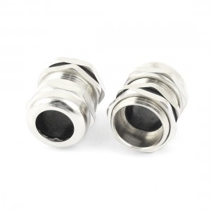 2 Pcs M22 Silver Tone Metal 10-14mm Dia Waterproof Cable Glands Connectors