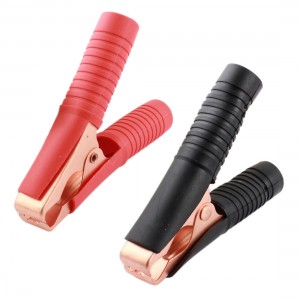2 x Red Black Plastic Handle Insulated Alligator Clips Clamp 100A