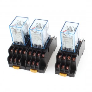 3 Pcs AC 110/120V Coil 14Pin 4PDT 35mm DIN Rail Electromagnetic Power Relay