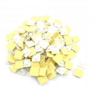 28.5mm x 28.5mm White Plastic Cable Wire Tie Self Adhesive Type Base 200 Pcs