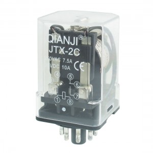 JTX-2C 24V DC Coil General Purpose Relay 8 Pin DPDT 7.5A 250V AC 10A 30V DC