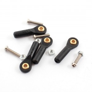 4Pcs RC Car Black 3X32X3mm Rod End Metal Ball Head Buckle Joints Set w Screws