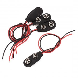 4Pcs 10cm Wire Cable 9V 9 Volt Battery Clip Connector Lead T Type Black