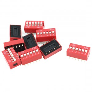 10 Pieces DIP Mount Dual Row 12 Pin 6 Positions Sliding Switch 2.54mm Pitch Red