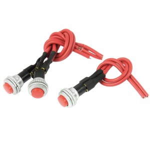 Automobile SPST 2 Wires Red Cap Momentary Push Button Switch 3A 125V 3 Pcs