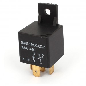TR93F-12VDC-SC-C DC 12V Coil 5 Pins Plug in Mount Car Auto Power Relay Black
