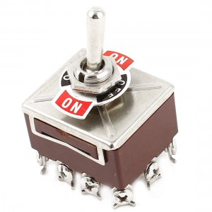 AC 250V/15A 380V/10A 12 Screw Termials 4PDT 3Position On/Off/On Toggle Switch