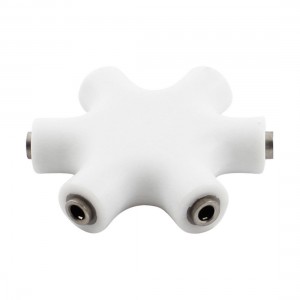 Snowflake Designed 6Way 3.5mm Female Spliter Audio Plug Earphone Adapter White