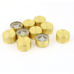 10 Pcs 6mm Dia Light Dimming Control Rotary Knob Cap Gold Tone
