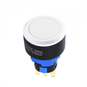 AC 220V 16mm Dia SPDT 3Pin 1NO 1NC Latching Push Button Switch