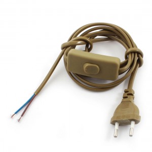 Brown EU Plug Light Power Cord Inline Button Switch 1.8M AC110V AC250V