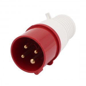 Waterproof IP44 3P+E IEC309-2 Industrial Plug Red White AC 380-415V 16A