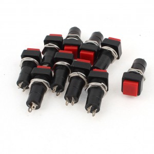 10 x 2Pin N/O SPST Red Latching Square Push Button Switch AC 250V/3A