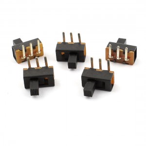 5 Pcs 3Pins PCB Mounted 2 Positions SPDT Vertical Slide Switch ON/OFF