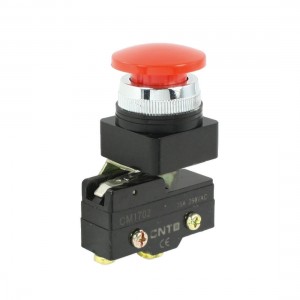 Red Mushroom Head 3-Terminals 25mm Threaded Mounted Micro Switch 250VAC 15A