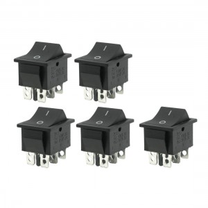 5 Pcs DPDT Black 4 Pins On/Off/On Rocker Switch AC 250V 15A 125V 20A