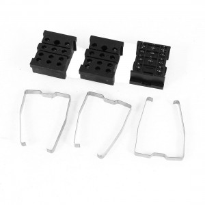 3 Pcs PCB Board Soldering 11Pin Voltage Relay Socket Base Holder 10A 300V Black