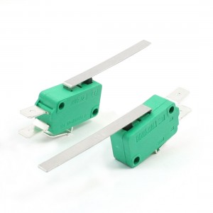 2Pcs 250VAC 16A SPDT Long Straight Hinge Lever Actuator Limit Micro Switch Green
