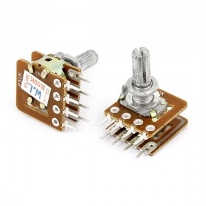 2 Pcs 50K Ohm 8 Pins Split Shaft Rotary Linear Dual Taper Potentiometers