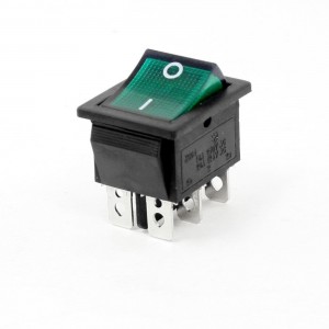 AC 250V/15A 125V/20A 6 Pins DPDT I/O Green Light Snap in Boat Rocker Switch