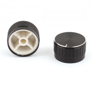 2 x Black Plastic Potentiometer Rotary Control Knobs Caps 17x30mm