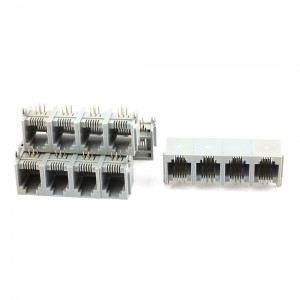 5pcs Unshielded RJ11 Gray 4-Ports Network Modulars Connector 6P4C for PCB