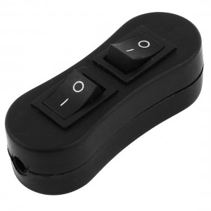 AC 110V-220V 2A Black Plastic ON OFF Dual Button In Line Cord Switch