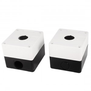 2Pcs 22mm Hole Dia Push Button Control Station Container Black White