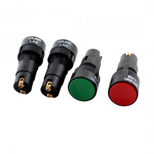 4PCS 16mm Thread Dia Green + Red Cap Round Momentary Push Button Switch