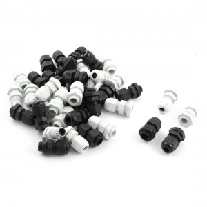 40 x M12 Locknut Thread Type Black White Plastic Waterproof Cable Gland 3-6.5mm
