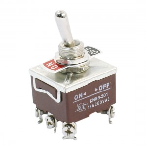 KNG3-301 12mm Panel Cutout Dia DPST 6-Terminals Toggle Switch AC250V 16A